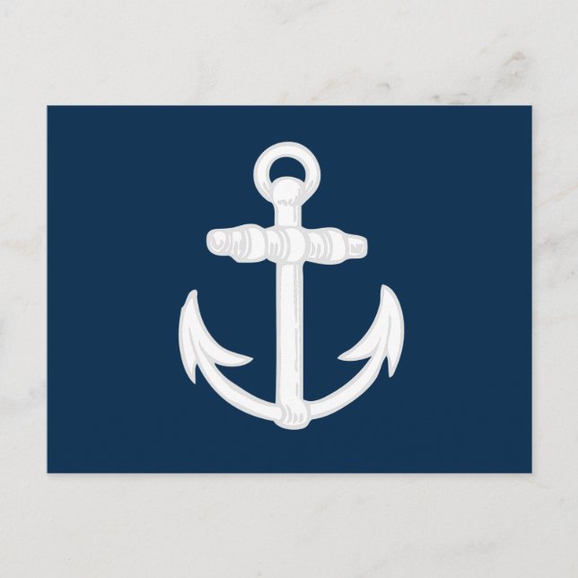 Carte Postale Symbole d'Ancre nautique blanc/bleu (Devant)
