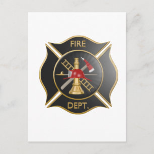 Carte Postale Symbole de croix maltaise des pompiers noirs