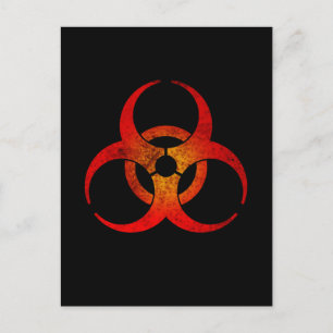Carte Postale Symbole de danger biologique rouge et jaune en rel