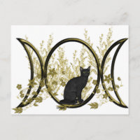 Symbole de la lune triple chat noire