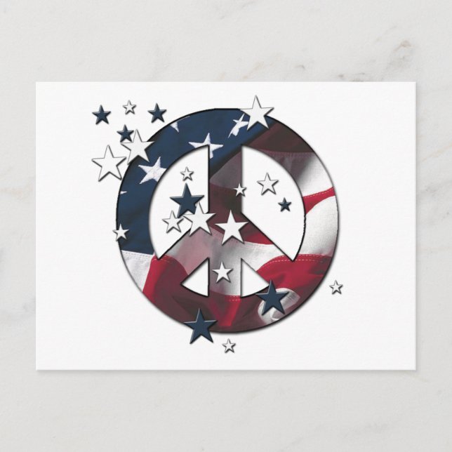 Carte Postale SYMBOLE DE LA PAIX Drapeau américain ÉTOILES & Str (Devant)