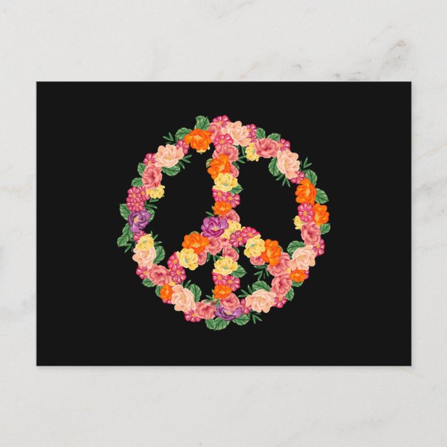 Carte Postale SYMBOLE DE LA PAIX FLEURIE DES ANNÉES 1970 Art les (Devant)