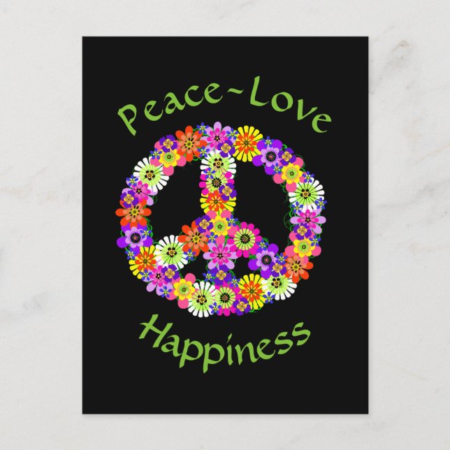 Carte Postale SYMBOLE DE LA PAIX Florale Paix Amour Bonheur (Devant)