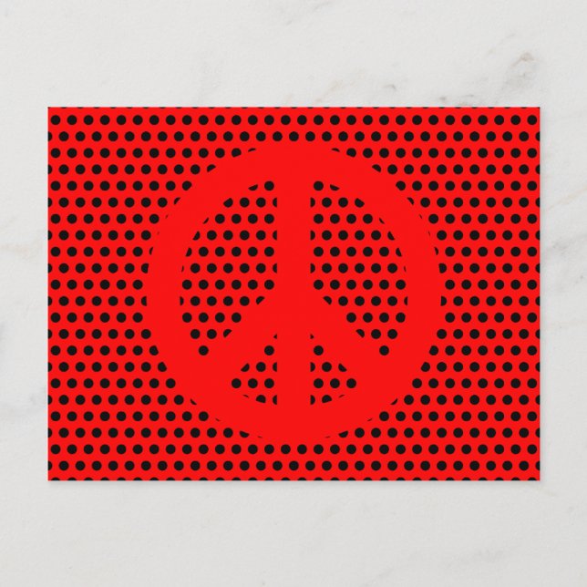 Carte Postale Symbole de la Paix Rouge et Noir (Devant)