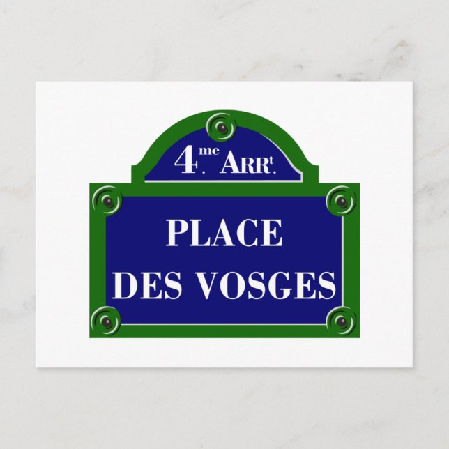 Carte Postale Symbole de la Place des Vosges (Devant)