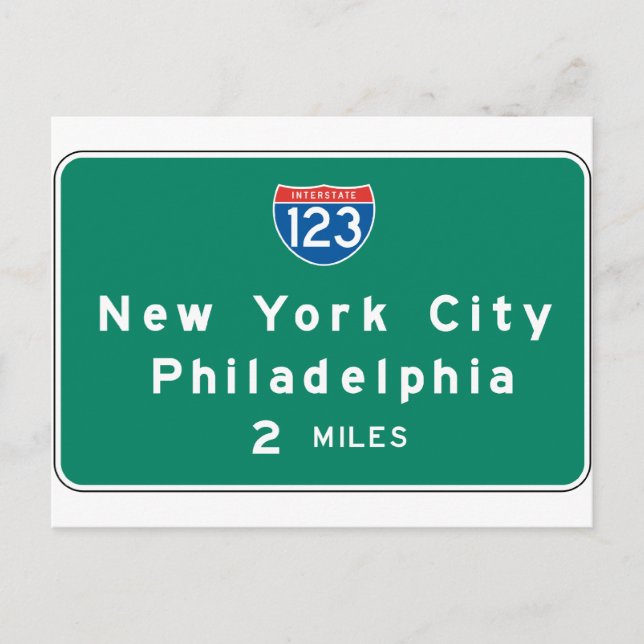 Carte Postale SYMBOLE DE LA ROUTE DE Philadelphie DE New York (Devant)