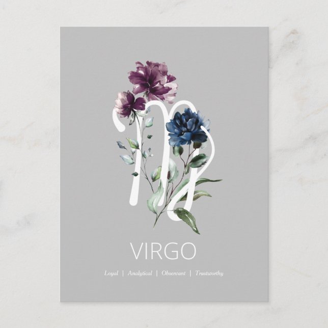 Carte Postale Symbole de la Virgo florale moderne (Devant)