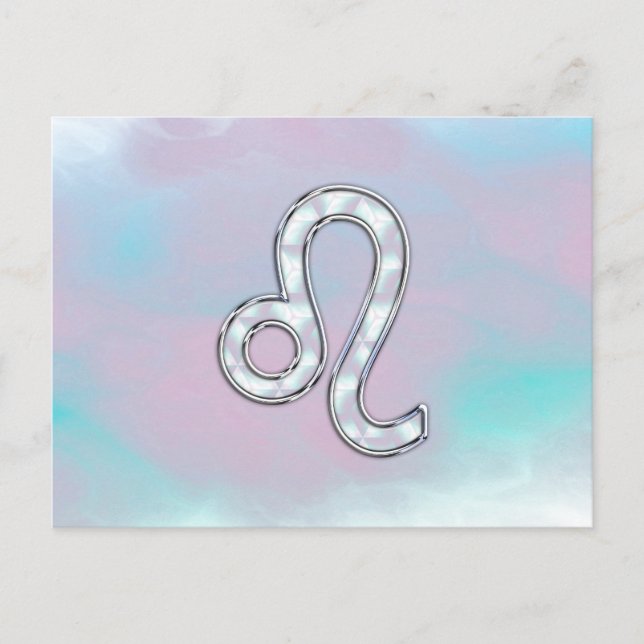 Carte Postale Symbole de Leo Zodiac sur Pastels Style Nacre Impr (Devant)