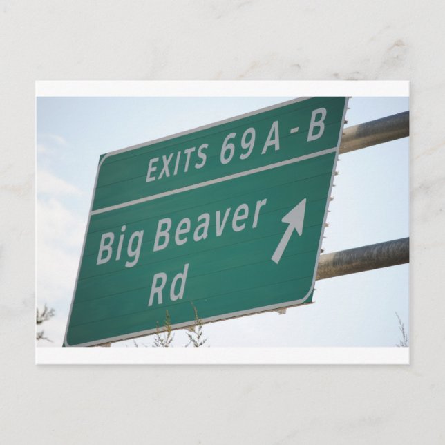Carte Postale Symbole de l'HIway Big Beaver Road Sortie 69 (Devant)