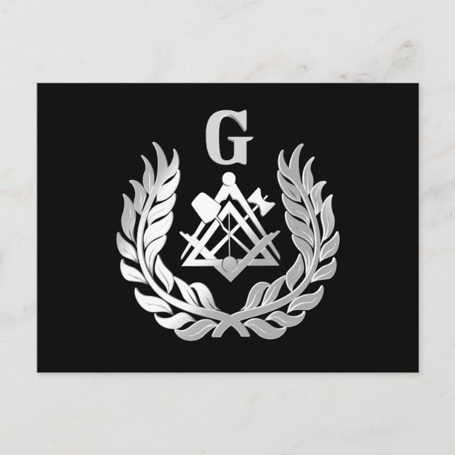 Carte Postale Symbole de maçonnerie en argent (Devant)