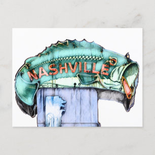 Carte Postale SYMBOLE DE Nashville Fisherman Neon Poisson Aquare