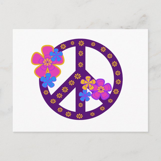 Carte Postale Symbole de paix de fleurs (Devant)