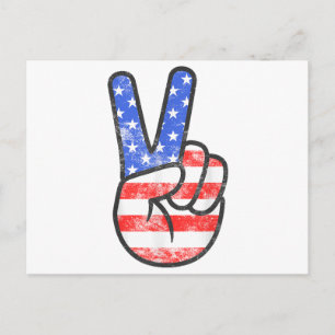 Carte Postale Symbole de paix du drapeau américain T-shirt quatr