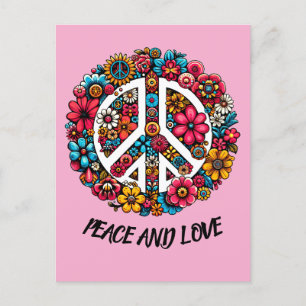 Carte Postale symbole de paix floral couleur illustration art