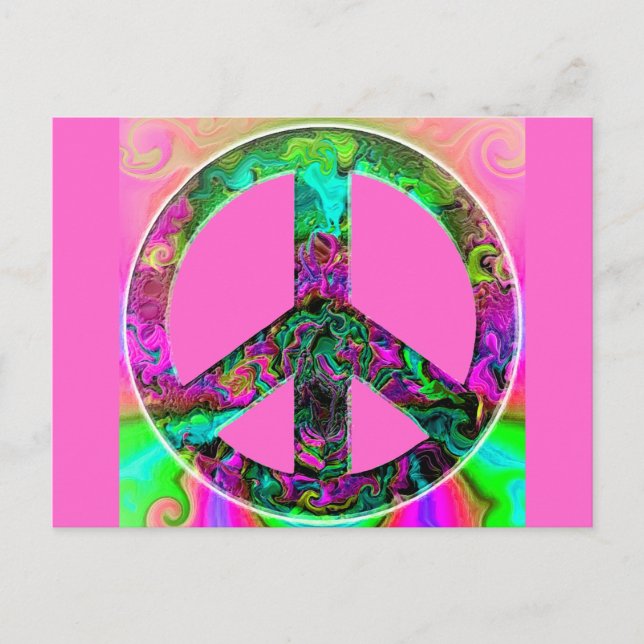 Carte Postale SYMBOLE DE PAIX TRINÇANT rose (Devant)