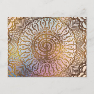 Carte Postale Symbole de pastel doux et de choku rei or en manda