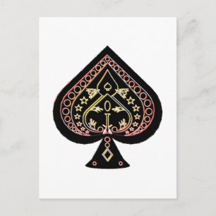 Carte Postale Symbole de pique : Orange et rouge :