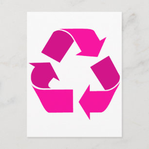 Carte Postale symbole de recyclage rose