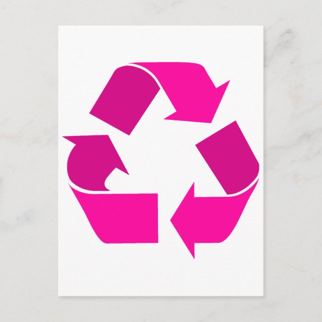 Carte Postale symbole de recyclage rose (Devant)