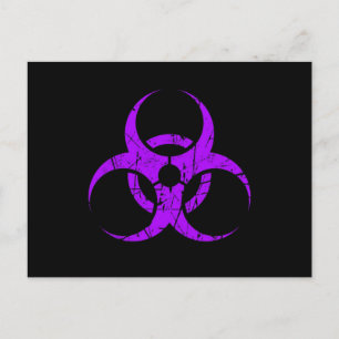 Carte Postale Symbole de risque biologique pourpre rayé sur noir