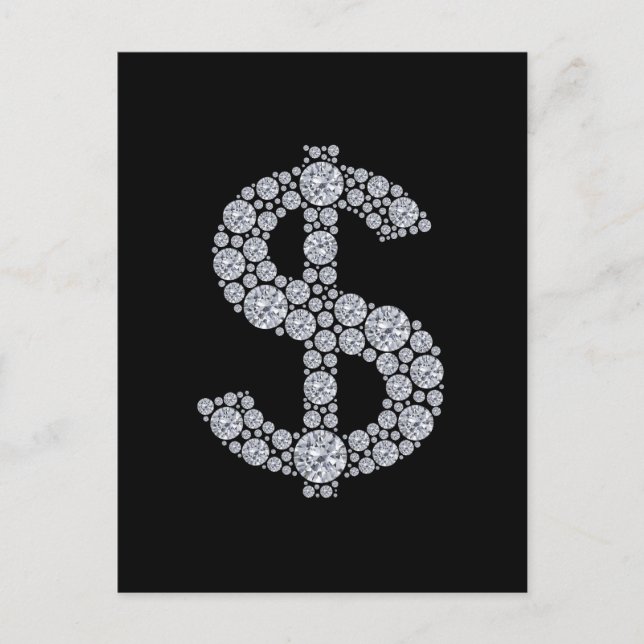 Carte Postale SYMBOLE Dollar Diamant Bling (Devant)