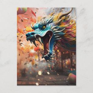 Carte Postale symbole dragon chinois 2024