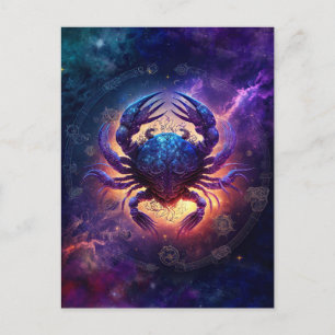 Carte Postale Symbole du cancer Zodiac Aquarelle Design