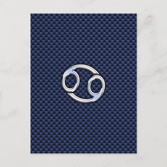 Carte Postale Symbole du cancer Zodiac Marine Blue Carbon Fiber  (Devant)