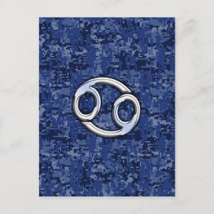 Carte Postale Symbole du cancer Zodiaque Marine Camouflage numér
