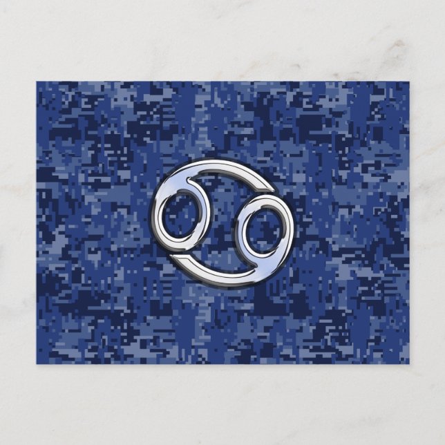 Carte Postale Symbole du cancer Zodiaque Marine Camouflage numér (Devant)