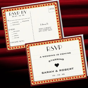 Carte Postale Symbole du Marqueur du Cinéma Retro Mariage rouge 