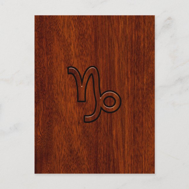 Carte Postale Symbole du Zodiac Capricorn en Mahogany Style prin (Devant)
