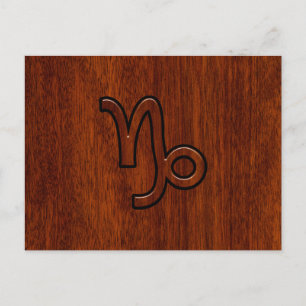 Carte Postale Symbole du Zodiac de Capricorne en Brown de Mahoga