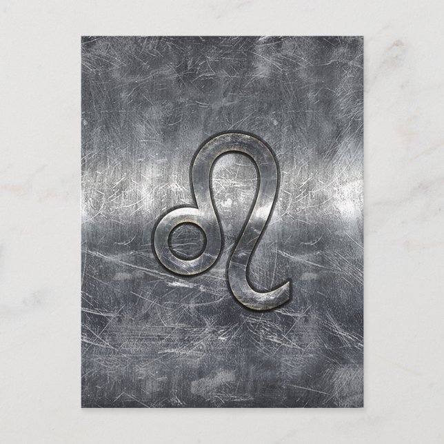Carte Postale Symbole du Zodiaque de Leo en Grunge style désossé (Devant)
