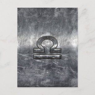 Carte Postale Symbole du Zodiaque de Libra dans le style argenté