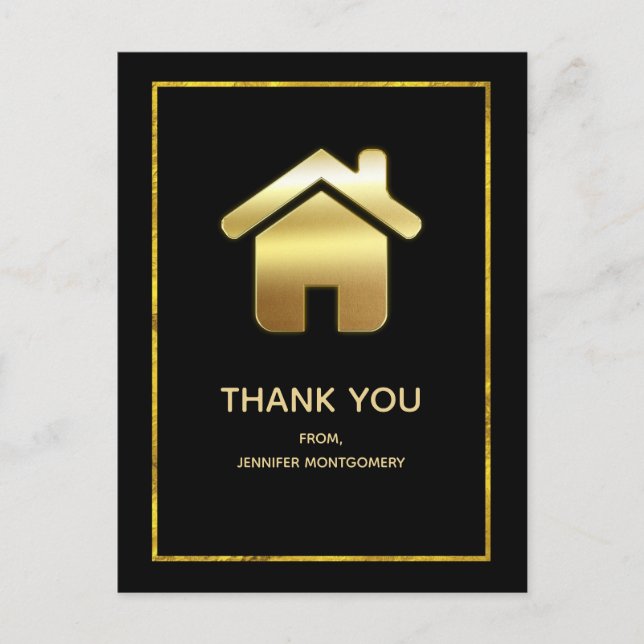 Carte Postale Symbole Elegant Gold House Merci immobilier (Devant)