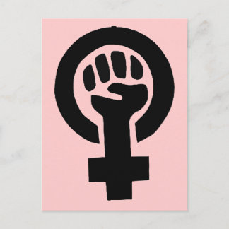 Carte Postale Symbole féministe du pouvoir féminin avec Arrière 