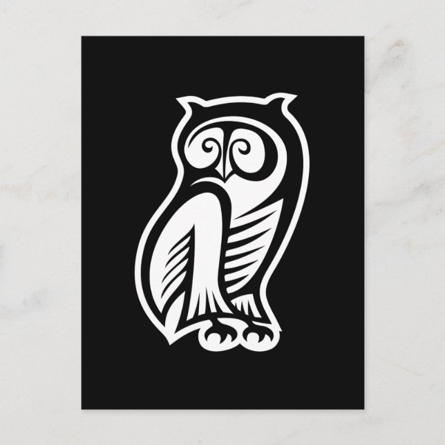 Carte Postale Symbole hibou blanc (Devant)