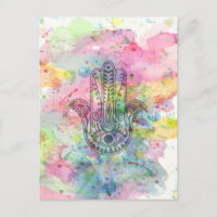 Symbole main HAMSA Aquarelle colorée