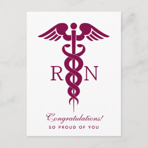 Carte Postale Symbole Médicale rouge Caduceus Nurse