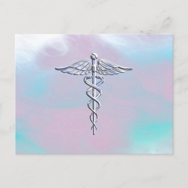 Carte Postale Symbole Médicale Silver Caduceus Mother Pearl (Devant)