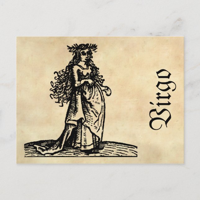 Carte Postale Symbole médiéval de la Renaissance Zodiaque Virgo (Devant)