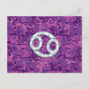 Carte Postale Symbole moderne du cancer Zodiac Camouflage numéri