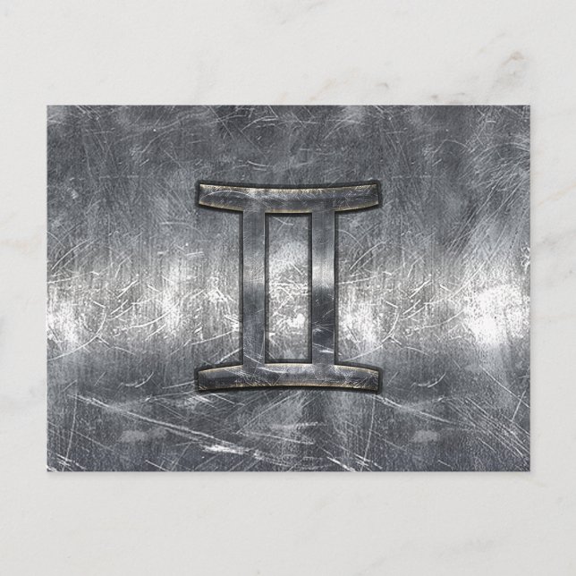 Carte Postale Symbole moderne Gemini Zodiac Grunge Style déprimé (Devant)