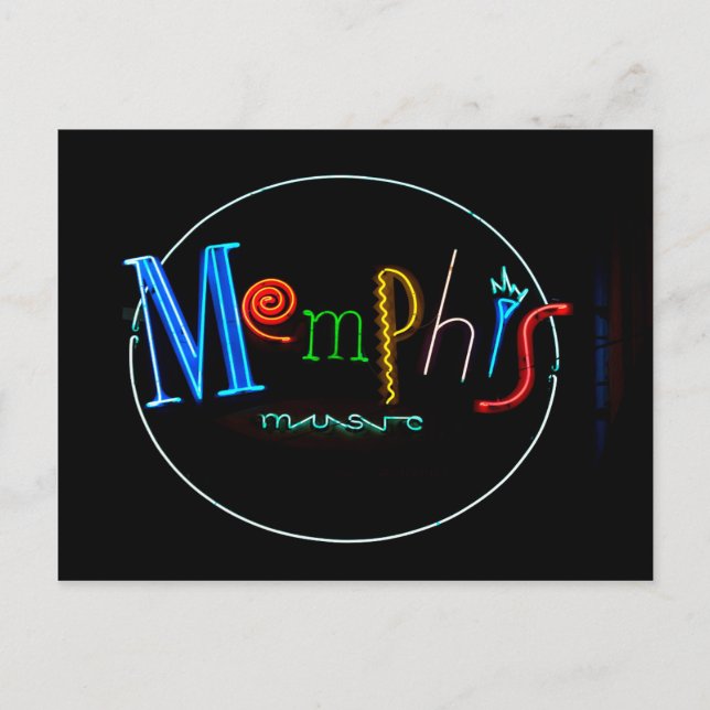 Carte Postale Symbole musical Memphis Tennesse Beale Street Neon (Devant)