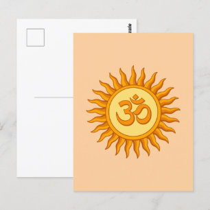 Carte Postale Symbole Om dans le soleil radiant Spirituel Hindou