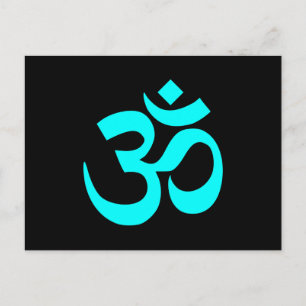 Carte Postale Symbole Om noir et aqua