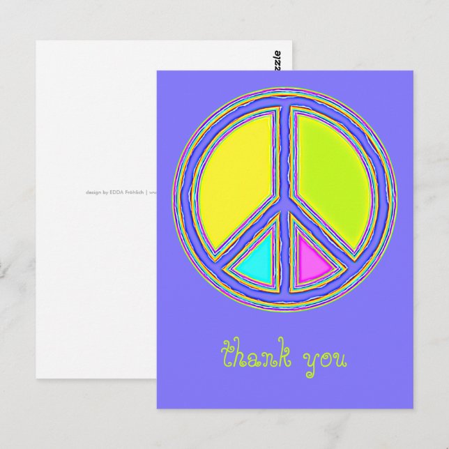 Carte Postale Symbole PAIX avec des couleurs remplies (Devant / Derrière)