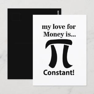 Carte Postale Symbole Pi Drôle Mon amour pour l'argent est le sy