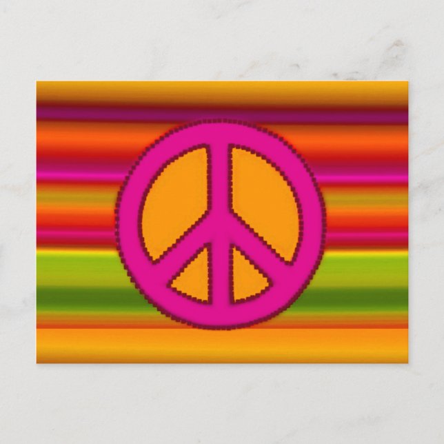 Carte Postale SYMBOLE Pink Orange Fractal & Peace (Devant)